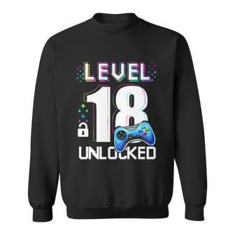 Level 18 Unlocked Video Game 18Th Birthday Boy Gamer Sweatshirt - Thegiftio UK