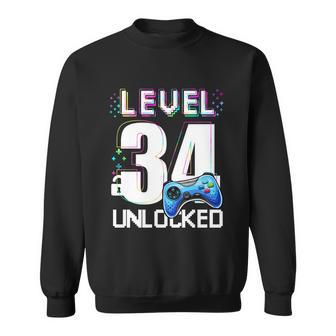 Level 34 Unlocked Video Game 34Th Birthday Boy Gamer Sweatshirt