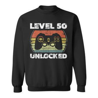Level 50 Unlocked Funny Video Gamer 50Th Birthday Sweatshirt - Seseable