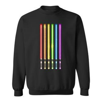 Lgbt Flag Light Swords Saber Gay Pride Sweatshirt - Monsterry