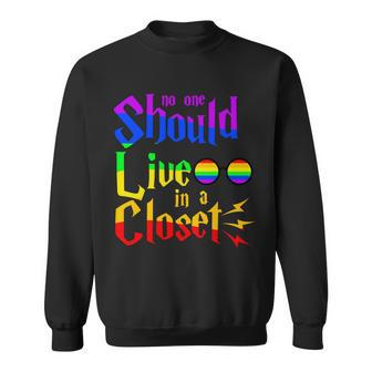 Lgbt Gay Pride No One Should Live In The Closet Sweatshirt - Monsterry