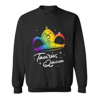 Lgbtq Taurus Queen Zodiac With Rainbow Flag Gay Pride Crown Gift Graphic Design Printed Casual Daily Basic Sweatshirt - Thegiftio UK