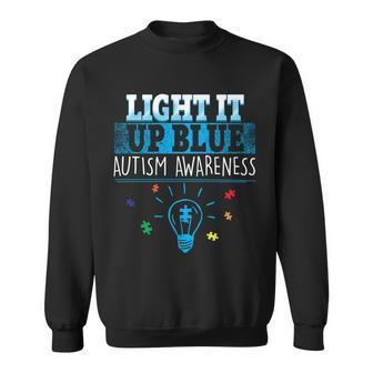 Light It Up Blue Autism Puzzle Bulb Tshirt Sweatshirt - Monsterry
