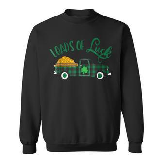 Loads Of Luck - St Pattys Day Vintage Pickup Truck Men Women Sweatshirt Graphic Print Unisex - Thegiftio UK