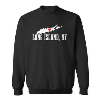 Long Island Ny New York Pride Vintage Long Island Map Men Women Sweatshirt Graphic Print Unisex - Thegiftio UK