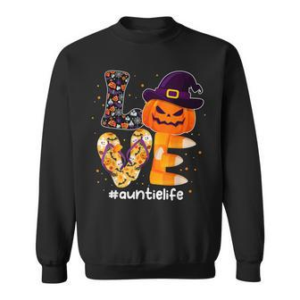 Love Auntie Life Punpkin Autumn Fall Halloween Costume Men Women Sweatshirt Graphic Print Unisex - Thegiftio UK
