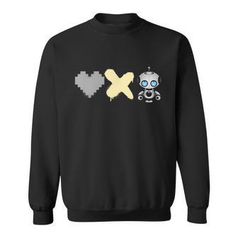 Love Death Robots Yellow Pixel Heart X And Cute Robot Sweatshirt - Monsterry UK