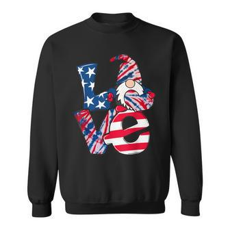 Love Gnome Usa Flag 4Th Of July Red White Blue Tie Dye Sweatshirt - Seseable