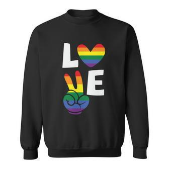 Love Heart Peace Lgbt Gay Pride Lesbian Bisexual Ally Quote Sweatshirt - Monsterry DE