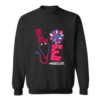 Love Heart Stethoscope Nurse Life Funny 4Th Of July Sweatshirt - Monsterry