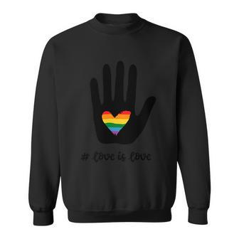 Love Is Love Rainbow Heart In Hand Pride Month Graphic Design Printed Casual Daily Basic Sweatshirt - Thegiftio UK