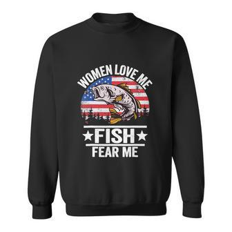 Love Me Fish Fear Me Vintage Funny Bass Fishing Sweatshirt - Monsterry UK