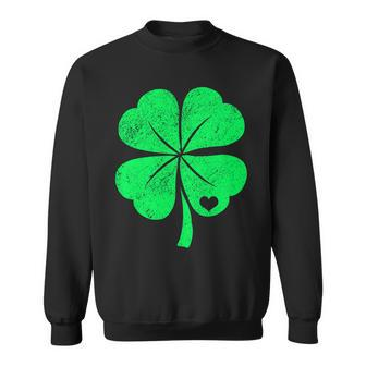 Love Shamrock Vintage Distressed Irish Clover Sweatshirt - Thegiftio UK