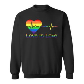 Lovely Lgbt Gay Pride Heartbeat Lesbian Gays Love Is Love V2 Men Women Sweatshirt Graphic Print Unisex - Thegiftio UK