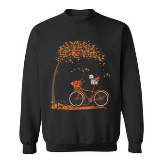 Lovely Westie In Fall Funny Dog Riding Bicycle Woman Kid Sweatshirt - Seseable