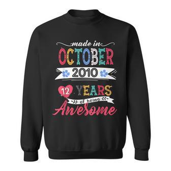 Made In October 2010 12 Year Of Being Awesome 12Th Bday Men Women Sweatshirt Graphic Print Unisex - Thegiftio UK