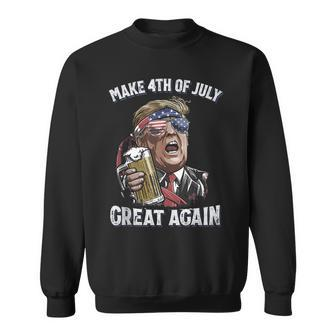 Make 4Th Of July Great Again Patriot Trump Men Drinking Beer Sweatshirt - Seseable