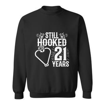 Married 21 Years Fishing Couple 21St Wedding Anniversary Sweatshirt - Monsterry