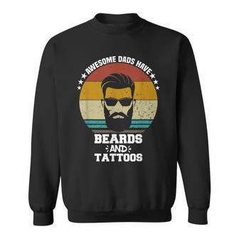 Mens Awesome Dads Have Beards And Tattoos Funny Fathers Day Men Women Sweatshirt Graphic Print Unisex - Thegiftio
