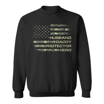 Mens Husband Daddy Protector Hero Fathers Day Flag Gift Sweatshirt - Thegiftio UK