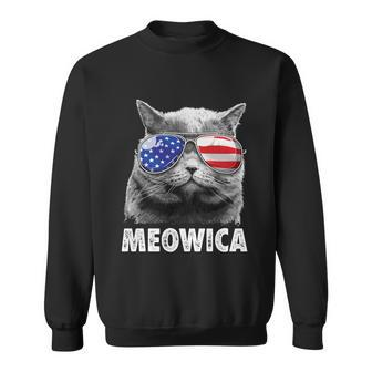 Meowica Cat 4Th Of July Merica Men Women Usa American Flag Sweatshirt - Monsterry UK