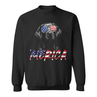 Merica Black Labrador 4Th Of July American Flag Lab Dog Sweatshirt - Seseable
