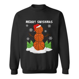 Merry Swishmas Ugly Sweater Basketball Christmas Snowman Basketball Character Sweatshirt - Monsterry UK