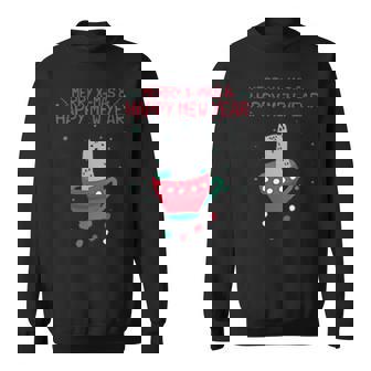 Merry Xmas Happy Cat Year V3 Men Women Sweatshirt Graphic Print Unisex - Thegiftio