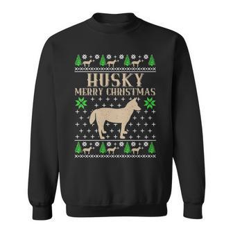 Merry Xmas Husky Ugly Christmas Animal Sweatshirt - Thegiftio UK