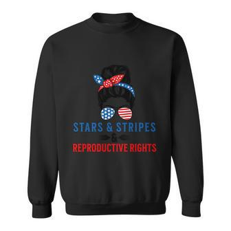 Messy Bun American Flag Stars Stripes Reproductive Rights Gift Sweatshirt - Monsterry CA