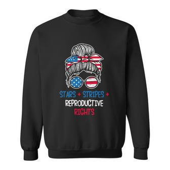 Messy Bun American Flag Stars Stripes Reproductive Rights Gift V4 Sweatshirt - Monsterry