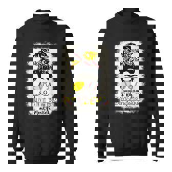 Messy Bun Mom Of Both Baseball Softball Busy Raising Ballers V3 Men Women Sweatshirt Graphic Print Unisex - Thegiftio