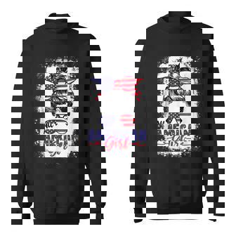 Messy Bun Patriotic All American Girl 4Th Of July V2 Sweatshirt - Seseable