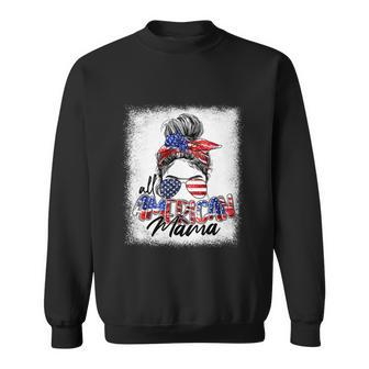 Messy Bun Patriotic Shirt | All American Mama 4Th Of July Sweatshirt - Monsterry UK