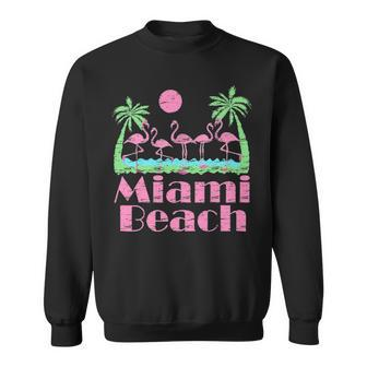 Miami Beach Flamingo Graphic Design Printed Casual Daily Basic Sweatshirt - Thegiftio UK
