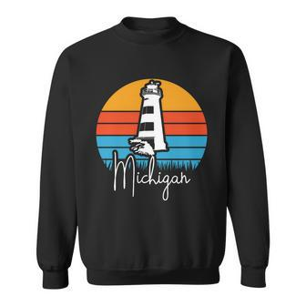 Michigan Great Lakes Lighthouse Beach Town Graphic Design Printed Casual Daily Basic Sweatshirt - Thegiftio UK
