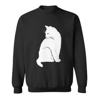 Minimalist Cute Black Cat Owner Feline Art Kitten Lover Gift V2 Men Women Sweatshirt Graphic Print Unisex - Thegiftio UK
