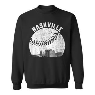 Nashville Skyline Baseball Fan Vintage Nashville Baseball Men Women Sweatshirt Graphic Print Unisex - Thegiftio UK