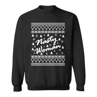 Nasty Woman Ugly Christmas Sweater Design Hillary Clinton Sweatshirt - Monsterry