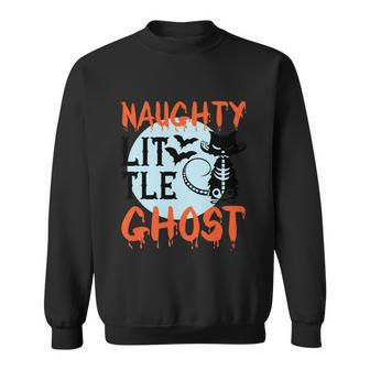 Naughty Lit Tle Ghost Cat Halloween Quote Graphic Design Printed Casual Daily Basic Sweatshirt - Thegiftio UK