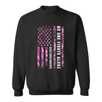 No One Fight Alone American Flag Breast Cancer Awareness Meaningful Gift Sweatshirt - Monsterry DE