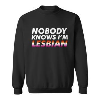 Nobody Knows Im Lesbian Pride Gender Lgbt Gift Graphic Design Printed Casual Daily Basic Sweatshirt - Thegiftio UK
