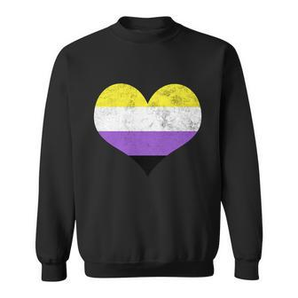 Noncute Giftbinary Heart Flag Pride Identity Lgbt Noncute Giftbinary Graphic Fun Sweatshirt - Thegiftio UK