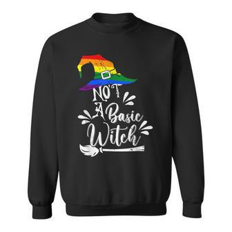 Not A Basic Witch Rainbow Witch Lgbt Halloween Lesbian Pride Sweatshirt - Seseable