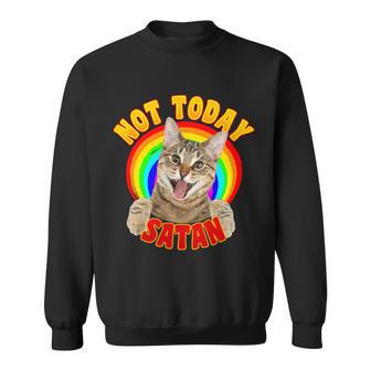 Not Today Satan Funny Cat Rainbow Sweatshirt - Monsterry UK