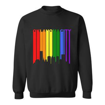 Oklahoma City Oklahoma Lgbtq Gay Pride Rainbow Skyline Sweatshirt - Thegiftio UK