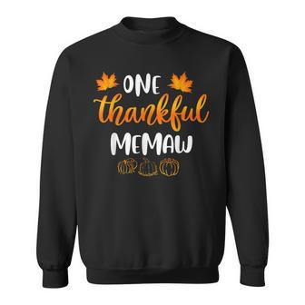 One Thankful Memaw Fall Thanksgiving Autumn Funny Gifts Sweatshirt - Thegiftio UK
