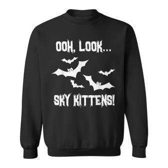 Ooh Look Sky Kittens Funny Halloween Bats Costume Men Women Sweatshirt Graphic Print Unisex - Thegiftio UK