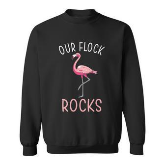Our Flock Rocks Funny Flamingo Bird Lover Meaningful Gift Graphic Design Printed Casual Daily Basic Sweatshirt - Thegiftio UK