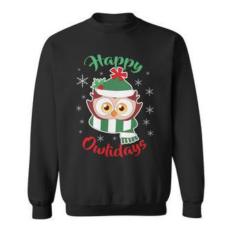Owl Christmas Happy Owlidays T-Shirt Graphic Design Printed Casual Daily Basic Sweatshirt - Thegiftio UK